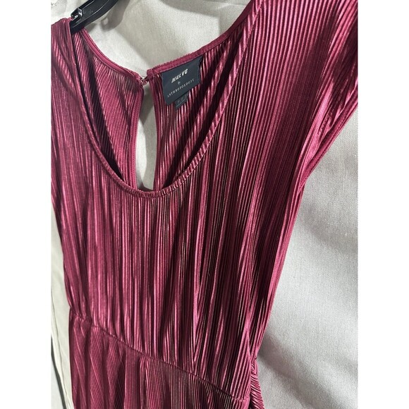 Anthropologie Maeve Sonata Wide Leg Pleated Cropped Jumpsuit sz 2 Ribbed Red‎ - Picture 3 of 10